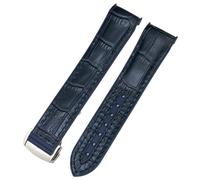 MODBAND Correa de reloj de cuero y nailon de silicona y caucho, 20mm, 22mm, nueva, de doble Color, apta para Omega Planet Ocean Seamaster(Blue leather1,22mm)