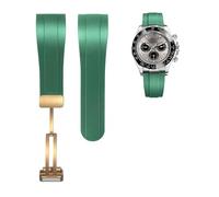 MODBAND Correa de reloj de goma con extremo curvado de 22mm para Rolex Submariner DAYTONA GMT Yacht-Master, correa de silicona, pulsera deportiva negra(Green)