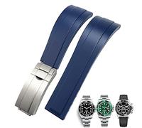 MODBAND Correa de reloj de goma de 20mm y 21mm para Rolex Daytona Submariner GMT Yacht-Master OYSTERFLEX, pulseras con hebilla desplegable de silicona(Blue matte clasp,20mm)