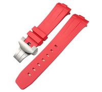 MODBAND Correa de reloj de goma de silicona suave natural, negra, verde, 24mm, apta para Panerai PAM00111/441, pulsera resistente al agua con hebilla de mariposa(Red,Silver Buckle-24mm)