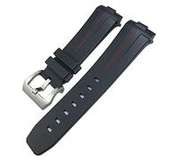 MODBAND Correa de reloj de goma de silicona suave natural, negra, verde, 24mm, apta para Panerai PAM00111/441, pulsera resistente al agua con hebilla de mariposa(Black Red 1)