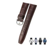 MODBAND Correa de reloj de piel de becerro auténtica, 20mm, 21mm, 22mm, adecuada para IWC Pilot, correa de reloj de grano de cocodrilo portugués, negro, marrón y azul(Brown round pin,20mm)