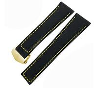 MODBAND Correa de reloj,para Tag Heuer CARRERA AQUARACER de 20 mm y 22 mm de lona de nailon y piel con hebilla plegable, correa de reloj negra(Black yellow gold,20mm)