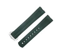 MODBAND Extremo curvado de goma fluorada FKM de 20mm para correa Omega para Seamaster 300, correas de reloj de repuesto con hebilla plegable de acero inoxidable(Green 4)
