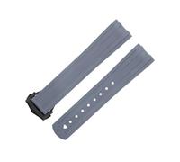 MODBAND Extremo curvado de goma fluorada FKM de 20mm para correa Omega para Seamaster 300, correas de reloj de repuesto con hebilla plegable de acero inoxidable(Gray 2)