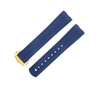 MODBAND FKM caucho fluorado extremo curvado para Omega Seamaster 300 buceo hebilla plegable de acero inoxidable correas de reloj de repuesto correa de 20mm(Blue 3)