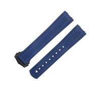MODBAND FKM caucho fluorado extremo curvado para Omega Seamaster 300 buceo hebilla plegable de acero inoxidable correas de reloj de repuesto correa de 20mm(Blue)