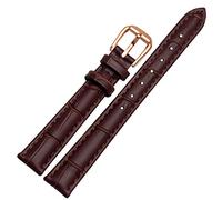 MODBAND Para cualquier banda de reloj de cuero de marca para niñas y alumnos de grano de cocodrilo Band 10 12 14 16 18mm Negro marrón rojo blanco Correa azul(Brown-rose gold,16mm)