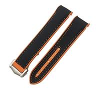 MODBAND Para Omega Planet Ocean Seamaster Diver 300, hebilla de punto de correa, correa de cuero de nailon de goma de silicona, correa de 19/20/22/21mm(Black orange rubber,20mm)