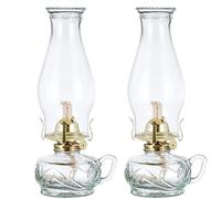 Moddeny Lámpara de Queroseno de Llama Abierta Retro, lámparas de Aceite de Vidrio de Uso de Emergencia de 12.2 * 5.3 Pulgadas, lámpara de Aceite a Prueba de Viento para Interiores (Paquete de 2)