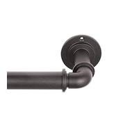 MODE Colección industrial de oscurecimiento de habitación de 1 1/8 pulgadas de diámetro con barra de cortina ajustable de acero montada en la pared, bloquea la luz, se adapta a ventanas de 72 a 144