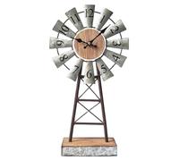 MODE HOME Reloj de Mesa de Molino de Viento galvanizado en Soporte, Reloj de Escritorio Vintage y Estante Decorativo, Reloj de Cocina, Reloj de Mesa, decoración rústica de Molino de Viento