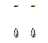 MODEBHD Lámpara colgante de cristal transparente, lámparas colgantes con forma de gota de agua, iluminación de techo con accesorios de latón, candelabro de base E14, lámpara de techo colgante ajustabl
