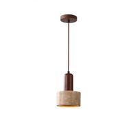 MODEBHD Lámpara Colgante de Piedra de Cueva Amarilla nórdica, Mango de lámpara de Madera, lámpara Colgante Decorativa, lámpara de Techo Ajustable en Altura, Adecuada para Isla de Cocina, Comedor E27
