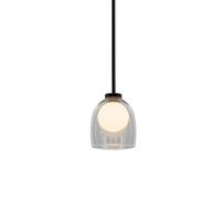 MODEBHD Lámpara Colgante y lámpara de araña de Estilo Simple, lámpara Colgante Individual con Tornillo G9, Accesorios de iluminación de Metal con Doble Bola de Vidrio, luz Colgante para Comedor, Sala