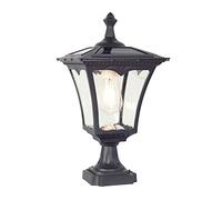 MODEBHD Lámpara de Pilar Solar Luces de Tapa de Poste para Exteriores de 16,5 Pulgadas con Base de Montaje en Muelle, luz de Pilar a Prueba de Lluvia de Estilo Simple Europeo, lámparas de Linterna de