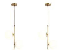 MODEBHD Lámparas colgantes breves modernas, luces colgantes de pantalla de vidrio blanco, lámpara de techo con accesorios de latón, candelabro ajustable de cuerda, lámpara colgante, dormitorio, mesita
