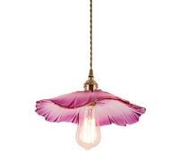 MODEBHD Lámparas colgantes de cristal rosa Pantalla en forma de flor Luces colgantes Accesorios de latón Iluminación de techo E27 Araña de base Lámpara de techo colgante Isla de cocina Entradas Cabece