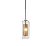 MODEBHD Luz Clara Pantalla de Cristal Lámpara Colgante Accesorios de Metal Iluminación Colgante Breve Lámpara de Techo Moderna E14 Araña Colgante cilíndrico Accesorio de iluminación Pasillo Cabecera