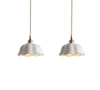 MODEBHD Luz Colgante Vintage Francesa, lámparas Colgantes de cerámica Blanca, luz de Techo con Pantalla de cúpula, lámpara de araña Ajustable con Cuerda, lámpara Colgante con Base E27, Sala de Estar,