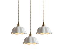 MODEBHD Luz Colgante Vintage Francesa, lámparas Colgantes de cerámica Blanca, luz de Techo con Pantalla de cúpula, lámpara de araña Ajustable con Cuerda, lámpara Colgante con Base E27, Sala de Estar,