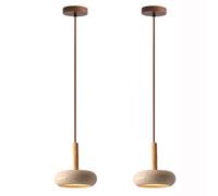 MODEBHD Paquete De 2 Luces Colgantes LED De Piedra Travertino Amarilla Retro Rústica, Decoración Interior De Granja Lámpara Colgante Pequeña Y Linda para Entrada, Pasillo, Dormitorio, Comedor, Vestíbu