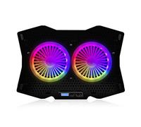 MODECOM Ventilador silencioso MC-CF18 RGB. Quiet RGB LED Laptop Cooling Pad. para portátiles de hasta 18 Pulgadas con Dos Ventiladores silenciosos.