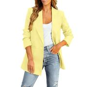 Modeewel Blazer Chaqueta de traje deportiva para mujer, de manga larga con cuello de solapa, chaqueta de negocios, monocolor, manga larga, con solapa, chaqueta básica, chaqueta blazer informal