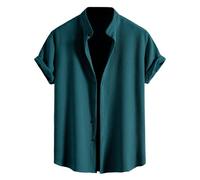 Modeewel Camisa de hombre de manga larga de verano para hombre, elástico, sin planchado, sin planchado, corte regular, camisas de ocio, camisas de negocios, moda ajustada, básica, camiseta informal