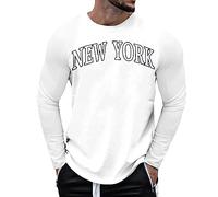 Modeewel Camiseta de manga larga para hombre, camiseta funcional, camiseta de manga larga, vintage, básica, deportiva, de secado rápido, corte regular, camiseta de correr New York, sudaderas