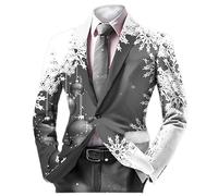 Modeewel Chaqueta de traje de Navidad para hombre, corte regular, blazer de vacaciones, chaqueta para festivales de vacaciones, diseño navideño, chaqueta divertida, chaqueta de traje, disfraz de