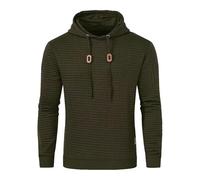 Modeewel Waffel - Sudadera con capucha para hombre, sudadera con capucha, sudadera para el tiempo libre, jacquard, con cordón, camiseta de trabajo a cuadros, verde, 3XL
