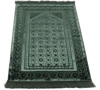 Modefa Alfombra de oración de terciopelo - Alfombra turca de felpa suave Janamaz Sajada para hombres y mujeres - Alfombrilla de oración sólida para Ramadán Eid - con cuentas de oración - Sello floral