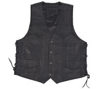 Modeka 1653 Chaleco de cuero, negro, tamaño 8XL para Hombres