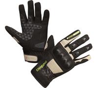 Modeka Fuego Guantes de la motocicleta, negro-beige, tamaño M L para Hombres
