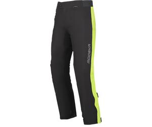Modeka Hydroflex Pantalones de lluvia para motocicleta, negro/neón, Talla XL