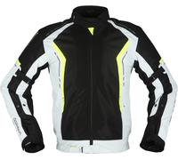 Modeka Khao Air Chaqueta textil de motocicleta, negro-gris-amarillo, tamaño S