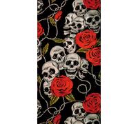 Modeka Skulls Roses Sombrerería multifuncional, negro/rojo, Talla única