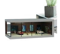 Model Storage Case, Dustproof LED Display Cabinet, Parking Lot Design, 10.43×4.13×5.91in Stackable Vehicle Toy Organizer with LED Light, Collectors Display