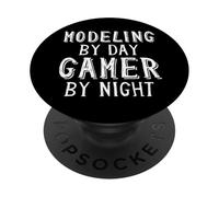 Modelado por día Gamer por Noche Gaming Girl Regalo para Modelos PopSockets PopGrip Adhesivo
