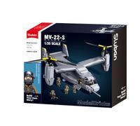 ModelBricks- 1/44 MV-22 Osprey 1142PCS M38-B1537 | 5 minifiguras de 45,4 cm de longitud, edad 10-16 años, temática militar, serie ModelBricks