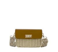 MODELISA - Bolso Bandolera Rafia Con Solapa Correa De Hombro Con Diseño Geométrico Mujer (Beige)