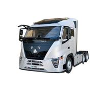 Modelo A Escala 1:24 del Camión Pesado JN150 De 8 Toneladas Yellow River X7 con Tractor Remolcado Figura De Colección(Silver)