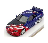 Modelo A Escala 1:43 del Nissan GT-R R34 NISMO R-Tune De Resina Azul Y Rojo. Adornos Estáticos para Exhibición