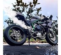 Modelo a Escala de Moto Juguetes con Sonido Y Luz 1:9 para Kawasaki H2 H2R, Modelo De Motocicleta Carreras Aleación, Miniatura Metal Fundido A Presión, Regalo Colección(Nero)