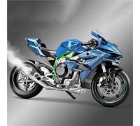 Modelo a Escala de Moto Juguetes con Sonido Y Luz 1:9 para Kawasaki H2 H2R, Modelo De Motocicleta Carreras Aleación, Miniatura Metal Fundido A Presión, Regalo Colección(BLU)