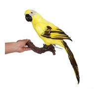 Modelo artificial de decoración de pájaros loro hecho con plumas y espuma para un aspecto natural, adecuado para exhibiciones en interiores y exteriores (amarillo)