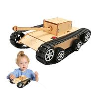 Modelo de armadura eléctrica de madera: kit de vehículo de orugas de bricolaje, montaje manual Equipo de aprendizaje para experimentos científicos de juguetes de construcción, juego de att