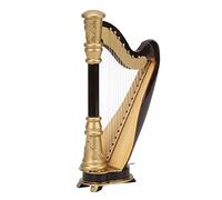 Modelo de arpa en miniatura Música de madera Árbol de Navidad Colgante Decoración Instrumento musical Copia con estuche de cuero Adorno Fiesta Mini modelo de 16 cm, Casa de