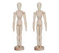 Modelo de artistas de madera de 2 piezas, artistas de madera móviles flexibles Maniquí de dibujo de artista de madera Maniquí articulado con base y cuerpo flexible para dibujar la